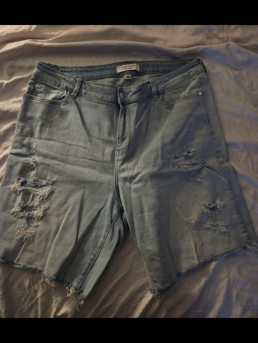 Judy Blue Light Blue Distressed Denim Jean Shorts